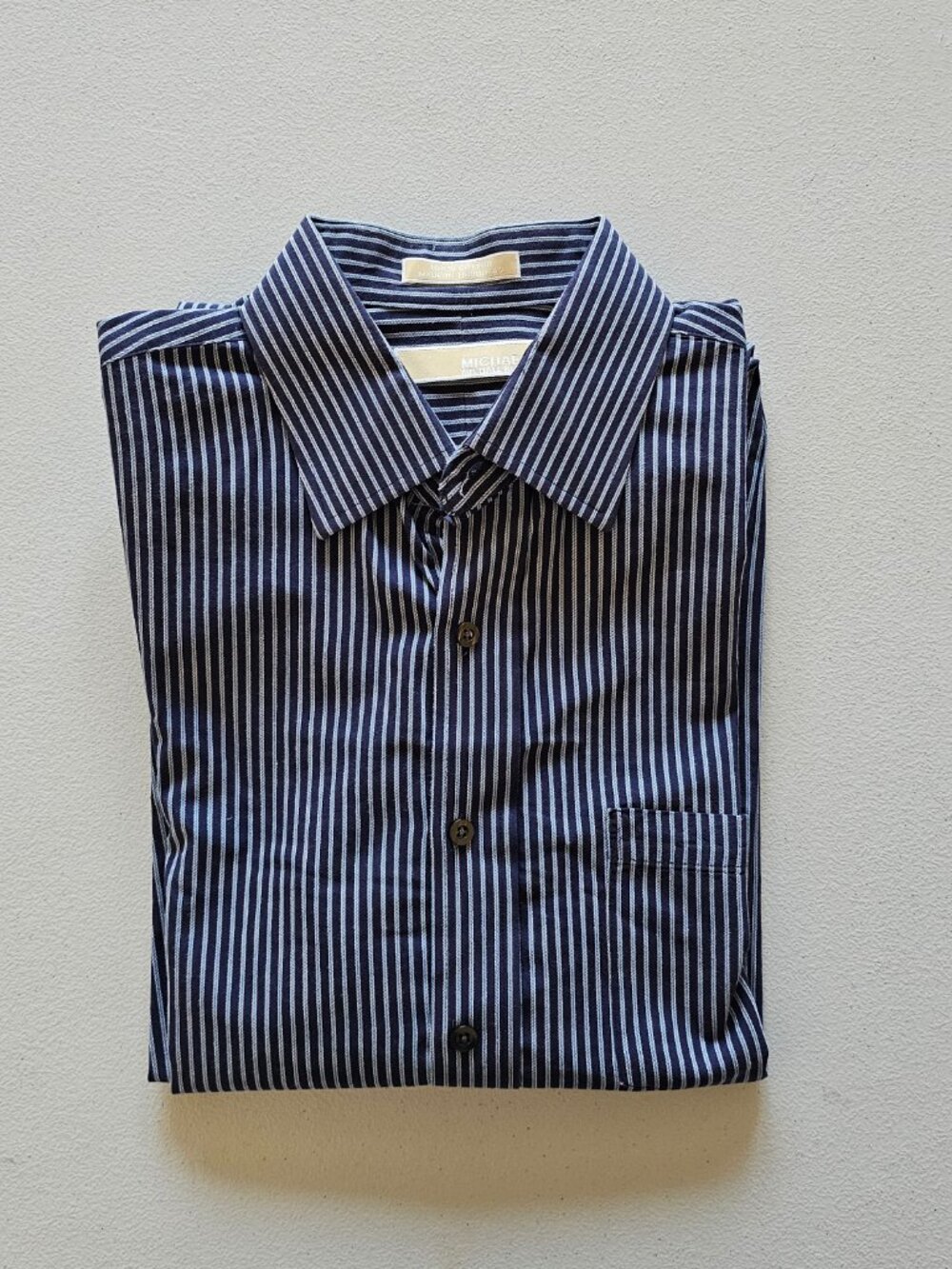 MICHAEL KORS Men's Slim Fit Striped Dress Shirt | Large 16.5 Collar 34/35 Sleeve